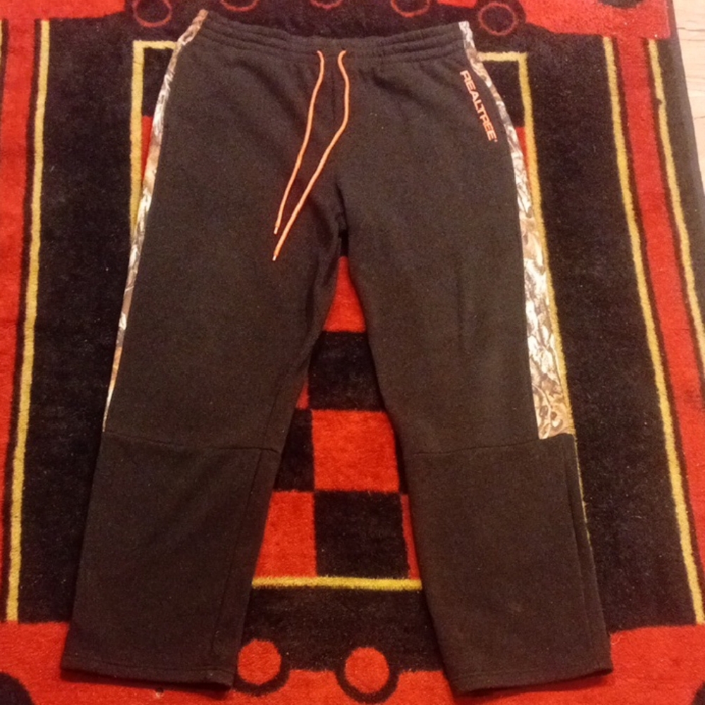 Realtree Black Fleece Pants with Orange Logo